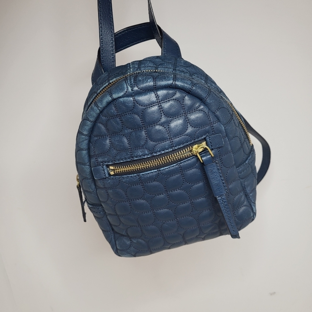 Fossil Women's Blue Megan Quilted Leather Shoulder Backpack